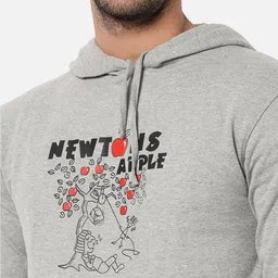 Campus Sutra Men Grey Printed Hooded Sweatshirt image 5