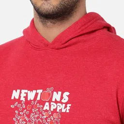 Campus Sutra Men Maroon Printed Hooded Sweatshirt image 2