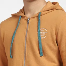 Jack & Jones Men Orange Hooded Solid Sweatshirt image 3