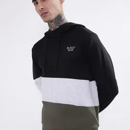 BEN SHERMAN Men Black Colourblocked Hooded Sweatshirt image 4