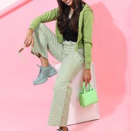 Tokyo Talkies Women Lime Green Hooded Sweatshirt-picture-9