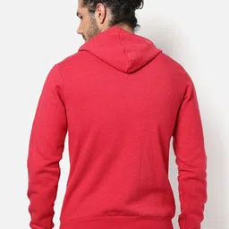 Campus Sutra Men Maroon Printed Hooded Sweatshirt image 3