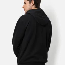 Campus Sutra Men Black Printed Regular Fit Hooded Sweatshirt image 2