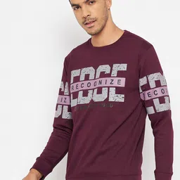 Duke Men Maroon Printed Fleece Sweatshirt image 2