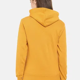 Campus Sutra Women Mustard Hooded Sweatshirt image 2