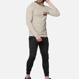 BULLMER Men Pack Of 2 Green & Beige Front & Back Printed Hooded Sweatshirts image 2