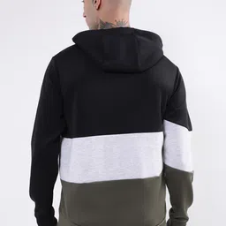 BEN SHERMAN Men Black Colourblocked Hooded Sweatshirt image 5
