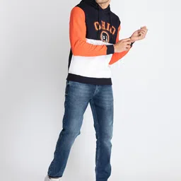 Status Quo Typography Printed Colourblocked Hooded Cotton Pullover image 2