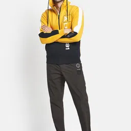 Octave Men Yellow Colourblocked Hooded Sweatshirt image 5