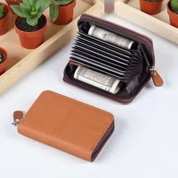 szn Men & Women Casual Brown Artificial Leather RFID Card Holder-picture-17