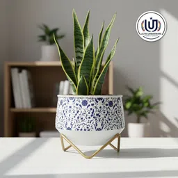 ultra urbanware Metal Flora Design Small Planter with Metal Stand, Indoor & Outdoor Plant Plant Container Set image 2