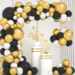mosclue Solid Hd/Metalic 200 Ballon Black,gold,White For Kids/Adult/ Party/Birthday Decoration Balloon image 3