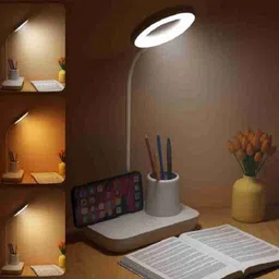 akr Powerful Rechargeable lamp with Pen Holder 3 Mode Lights Mobile Stand Desk Lamp Table Lamp-picture-10