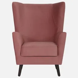 casacraft from pepperfry Alcalde Velvet Wing Chair In Blush Pink Colour image 5