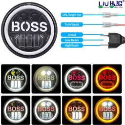 liu hjg 5.75 Boss Design DRL Full Headlight Yellow White White DRL Light High/Low Beam Headlight Car, Motorbike LED (12 V, 75 W) image 5
