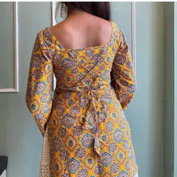 kunjoo Casual Flared Sleeves Printed, Ethnic Motifs Women Yellow Top image 2