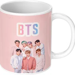 haniza BTS Printed Ceramic Coffee with Keychain – 11 oz Ceramic Coffee Mug image 3