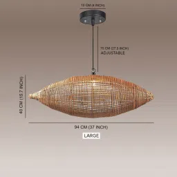 habereindia Geometric Rattan Hanging Light (Brown) image 2