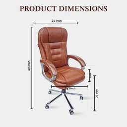 hkhandles Leather Office Adjustable Arm Chair image 3