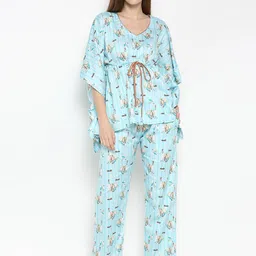 Pyjama Party Women Printed Cotton Night suit-image-79