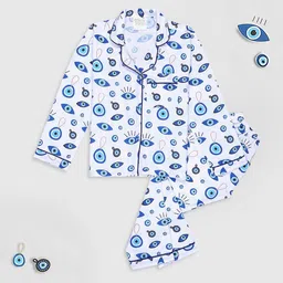 Pyjama Party Kids Conversational Printed Cuban Collar Night suit image 1