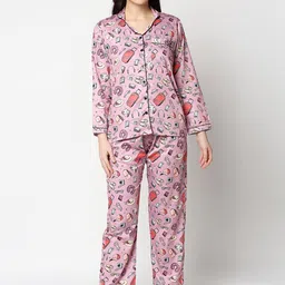 Pyjama Party Women Purple & Pink Printed Night suit-picture-31