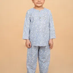 BAESD Boys Pack Of 2 Conversational Printed Pure Cotton Night Suits image 4