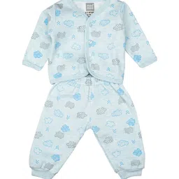MeeMee Unisex Kids Blue & Grey Printed Night suit image 2