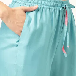 Bannos Swagger Blue & Pink Graphic Printed Shirt With Pyjama image 5