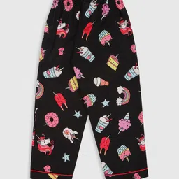 Pyjama Party Kids Conversational Printed Cuban Collar Night suit image 4