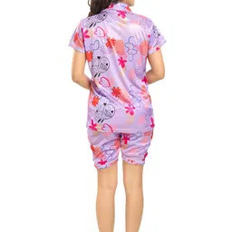 Zionity Floral Printed Satin Night suit image 5