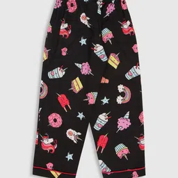 Pyjama Party Kids Conversational Printed Cuban Collar Night suit image 5