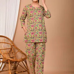 Bhoolft Floral Printed Pure Cotton Night Suit-image-54