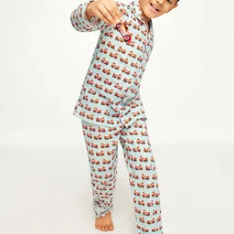 frangipani Boys Red & Blue Printed Pure Cotton Night suit-image-57
