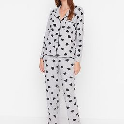 Trendyol Women Grey & Black Printed Night suit-picture-42
