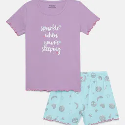 mackly Girls Typography Printed Pure Cotton Night suit-image-32