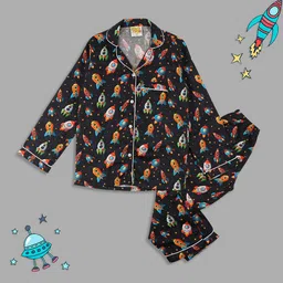 Pyjama Party Kids Graphic Printed Pure Cotton Shirt With Pyjamas-picture-14