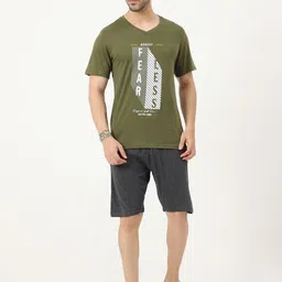 Masculino Latino Typography Printed Pure Cotton T-shirt With Shorts-image-51