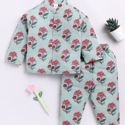 Clt.s Unisex Kids Floral Printed Pure Cotton Night suit-picture-26