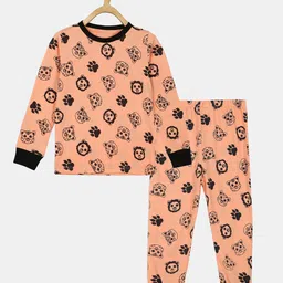 Wyld Sprog Boys Orange & Black Printed Night suit-picture-10