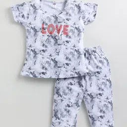 Nottie Planet Girls Typography Printed Pure Cotton Night Suit-image-24