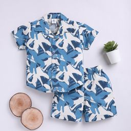 Clt.s Kids Tropical Printed Short Sleeves Pure Cotton Shirt With Shorts-picture-21