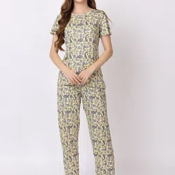 KEIKO Ethnic Motifs Printed Round Neck Short Sleeves Top & Pyjamas Night suit-picture-10