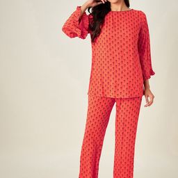 The Kaftan Company Women Orange & Brown Printed Night suit NS_VS_INDIE07-Orange-picture-23