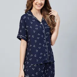 The Snug Studio Floral Printed Lapel Collar Shirt With Shorts-picture-24