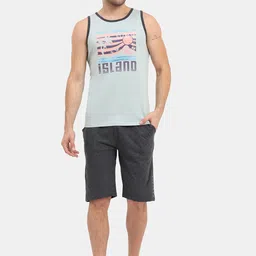Masculino Latino Typography Printed Sleeveless Pure Cotton Night suit-image-83