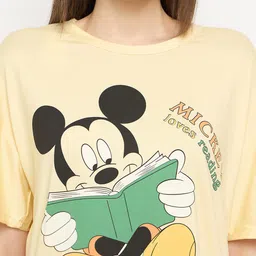 Camey Mickey Mouse Printed Cotton Crop Night Suit image 2