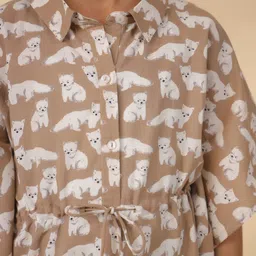 SANSKRUTIHOMES Girls Conversational Printed Pure Cotton Kaftan Night suit image 4