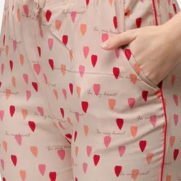 Soie Women Pink & Peach-Coloured Printed Night suit image 3