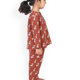 BAESD Girls Conversational Printed Pure Cotton Top With Pyjamas image 4